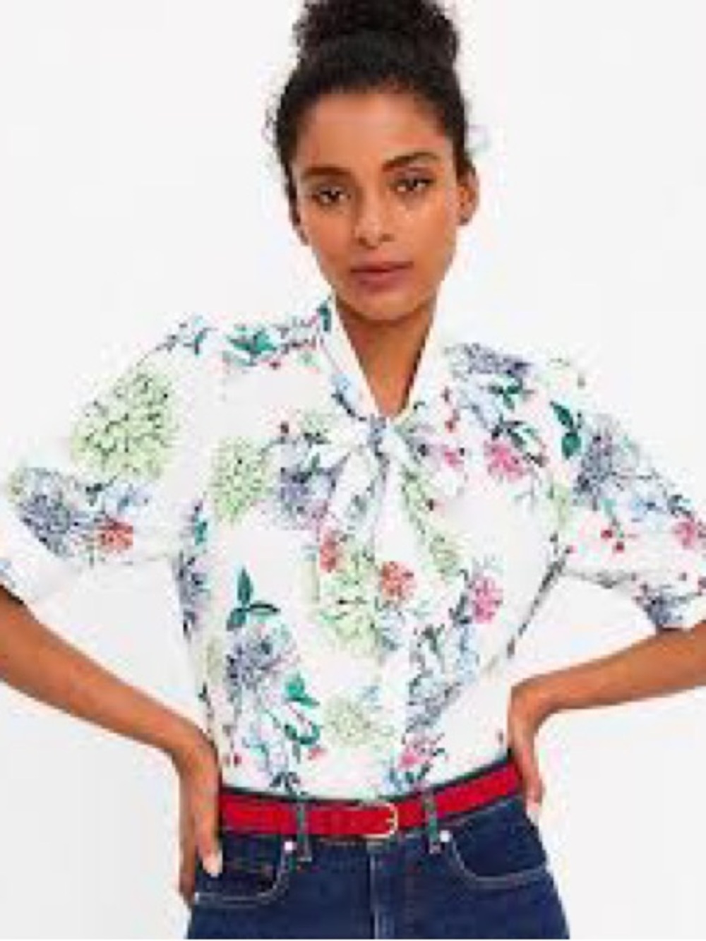 LOFT Floral Collared Button Down Blouse White Multicolor Short Sleeve XXL NEW